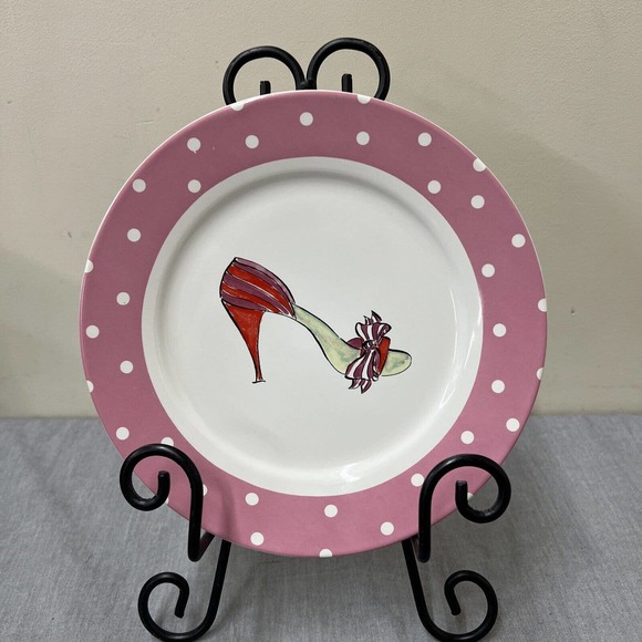 Rosanna High Heel Shoes w/ polka dot 8" Desert/Salad Plates Set of 4 FS Charity - Picture 2 of 7